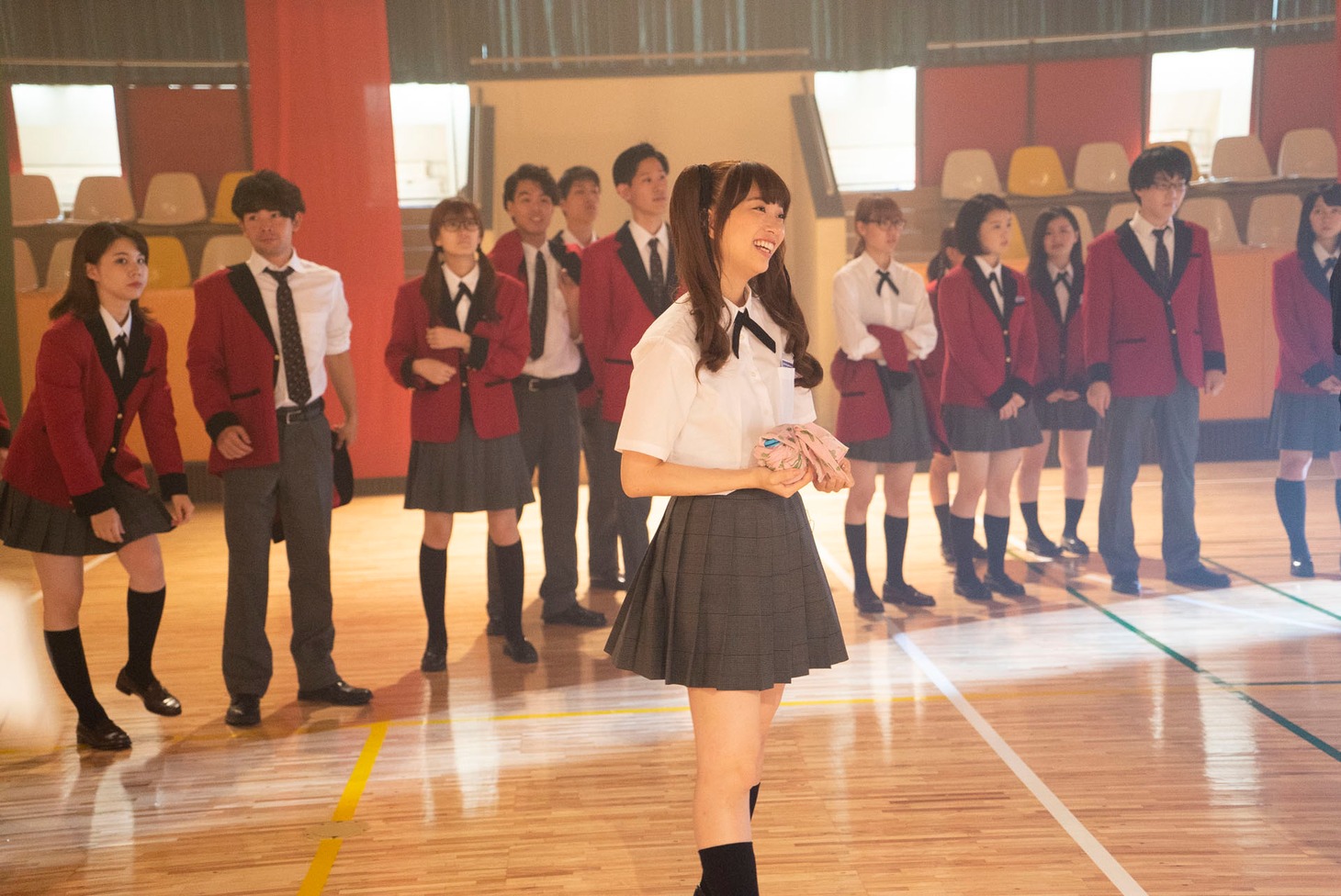 「映画 賭ケグルイ」メイキング写真より、森川葵。
