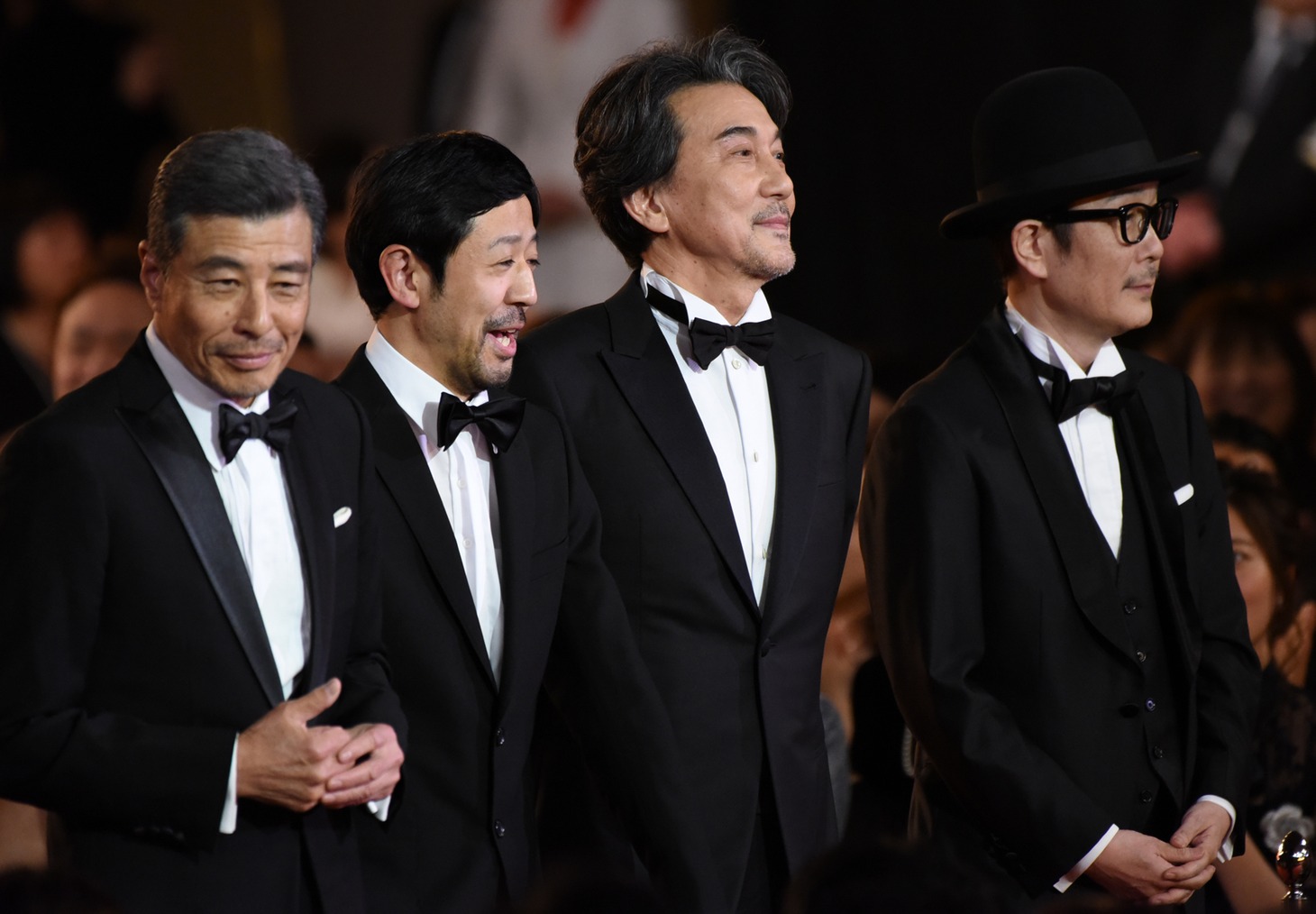 左から舘ひろし、濱津隆之、役所広司、リリー・フランキー。