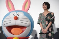 「映画ドラえもん のび太の月面探査記」舞台挨拶の様子。