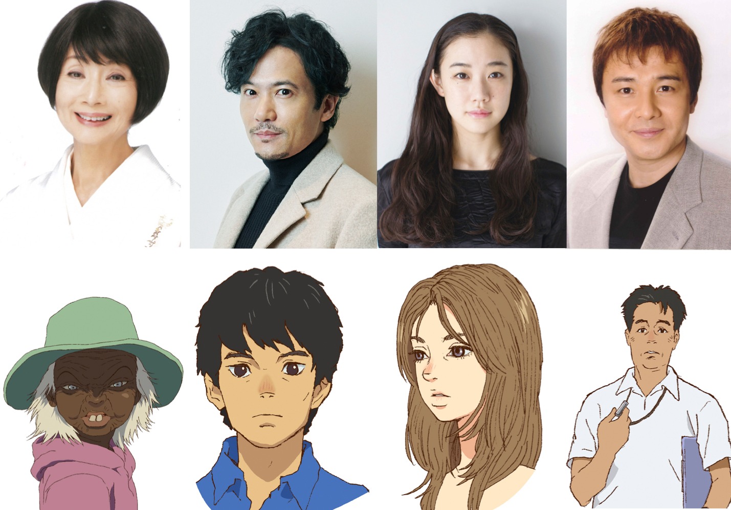 上段左から富司純子、稲垣吾郎、蒼井優、渡辺徹。下段左からデデ、安海正明、安海加奈子、琉花が所属するハンドボール部の先生。