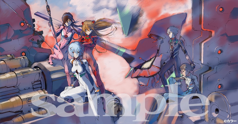 「エヴァンゲリオンイラスト集 2007-2017」複製画展で展示されるイラストのサンプル。