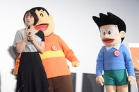 「映画ドラえもん のび太の月面探査記」大ヒット御礼舞台挨拶の様子。