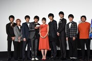 左から山崎大輝、とまん、松島庄汰、小林豊、伊原六花、久保田悠来、岩永徹也、高橋真佳把、副島宏司。