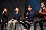 左から今泉潤、高橋正典、逢坂良太、河森正治。