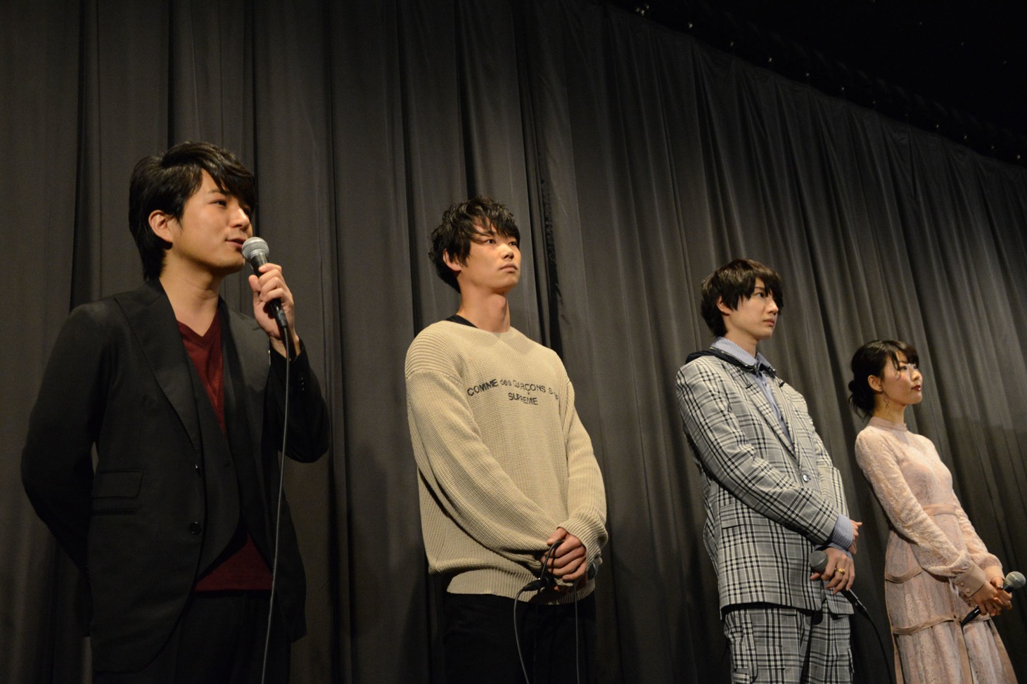 「ラ」初日舞台挨拶の様子。