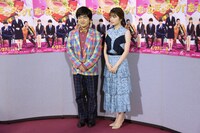 「恋と就活のダンパ」試写会の様子。左から加藤諒、小芝風花。