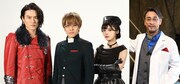 左から蕨野友也演じるハート、松島庄汰演じるブレン、馬場ふみか演じるメディック、クリス・ペプラー演じるクリスタル博士。