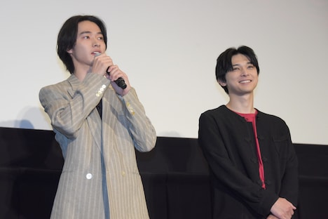 「キングダム」大ヒット舞台挨拶の様子。