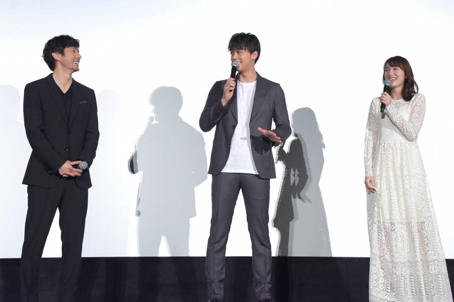 「名探偵ピカチュウ」初日舞台挨拶の様子。