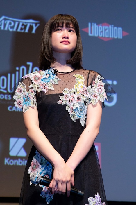 ティーチインで感極まってしまう小西桜子。(c)Kazuko Wakayama