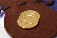 予約購入特典の3枚の金貨（非売品）。