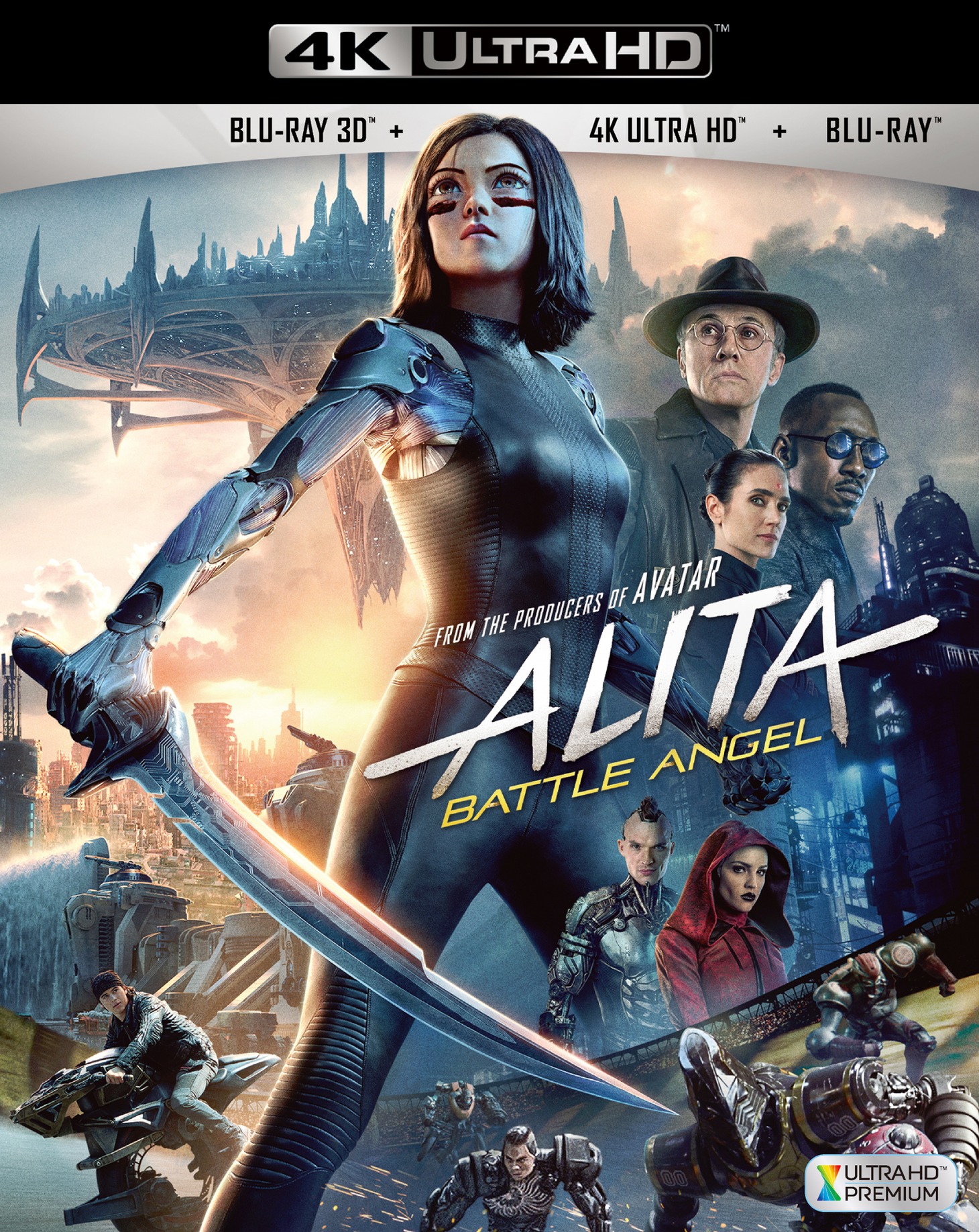 「アリータ：バトル・エンジェル」4K ULTRA HD  Blu-ray & 3D Blu-ray & Blu-rayセットのジャケット。