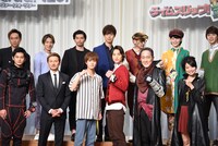 「劇場版 仮面ライダージオウ Over Quartzer」「騎士竜戦隊リュウソウジャー THE MOVIE タイムスリップ！恐竜パニック!!」製作発表会見の様子。