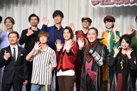 「劇場版 仮面ライダージオウ Over Quartzer」「騎士竜戦隊リュウソウジャー THE MOVIE タイムスリップ！恐竜パニック!!」製作発表会見の様子。