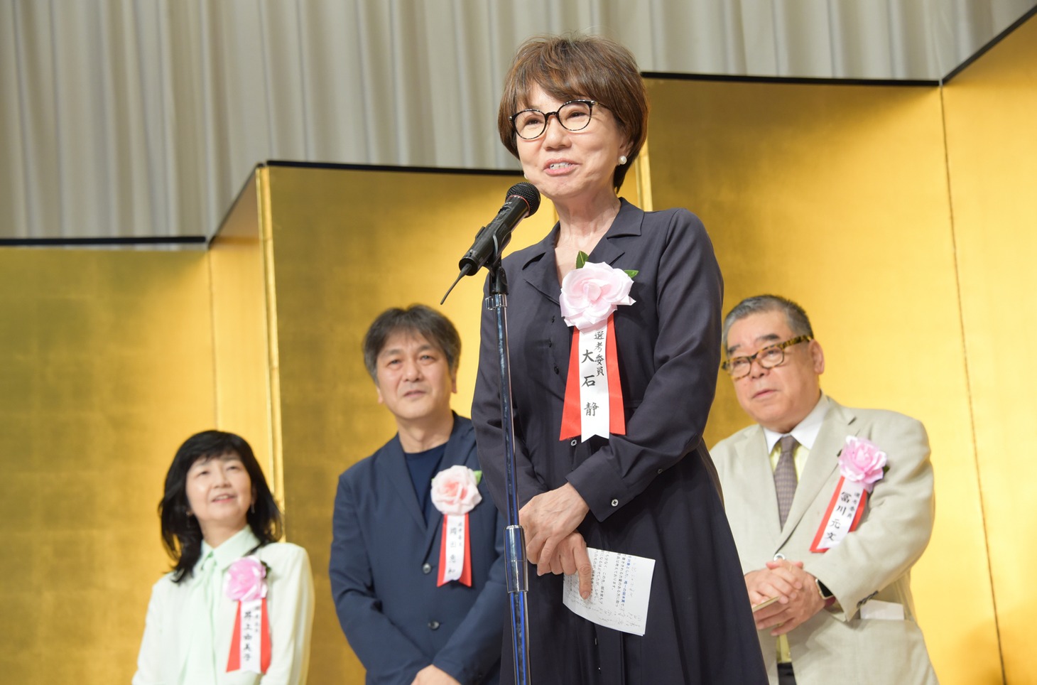 大石静（手前）。奥左から井上由美子、岡田惠和、冨川元文。