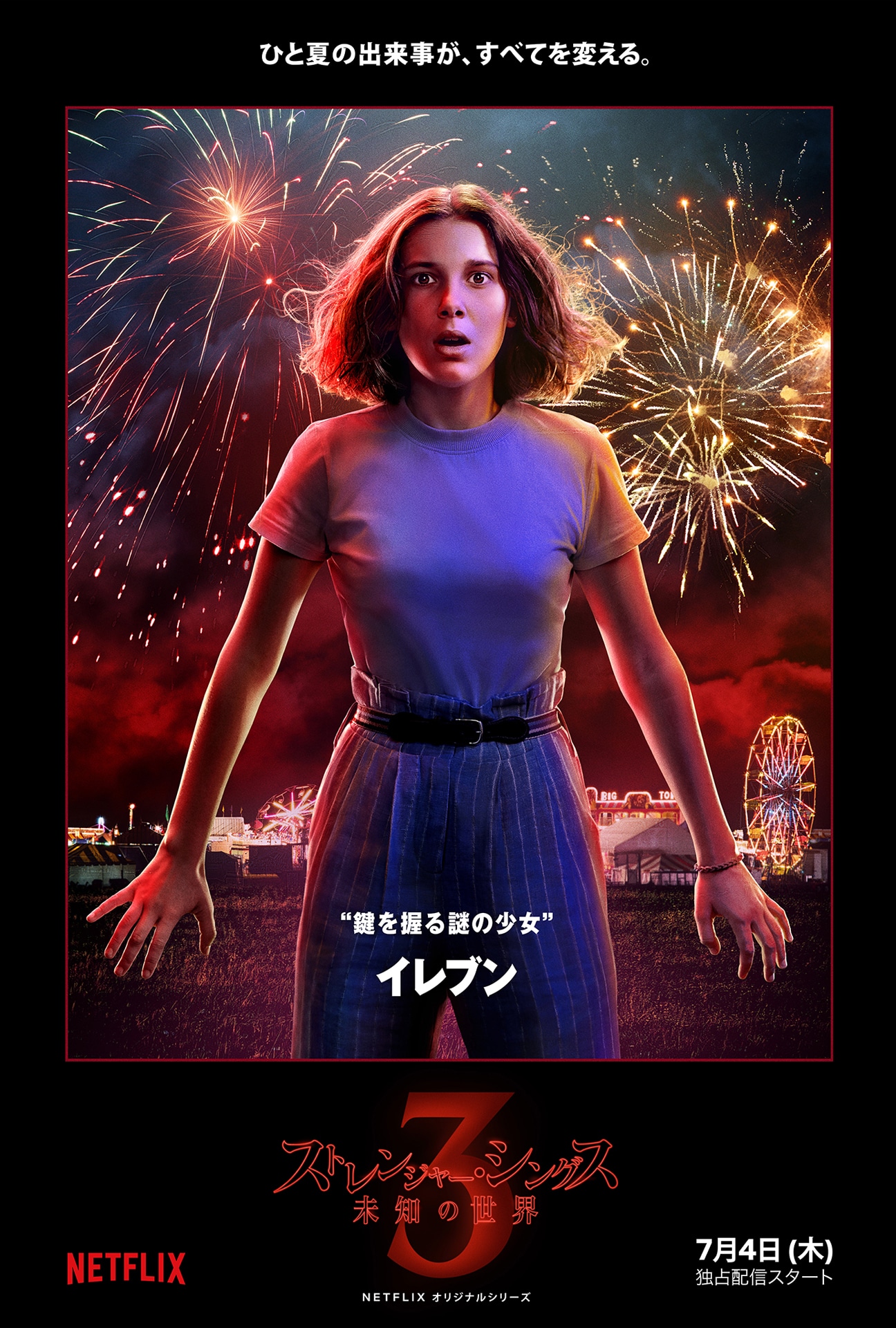「ストレンジャー・シングス」シーズン3より、イレブンのキャラクタービジュアル。