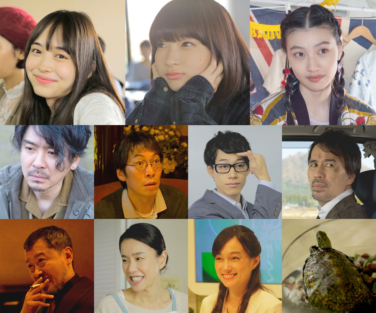 上段左から井桁弘恵、石川瑠華、紅甘。中段左から斉藤陽一郎、藤田健彦、高橋雄祐、桐生コウジ。下段左から川瀬陽太、渡辺真起子、佐伯日菜子。