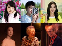 「Diner ダイナー」のキャスト。上段左から川栄李奈、コムアイ、板野友美。下段左から木村佳乃、角替和枝、品川徹。