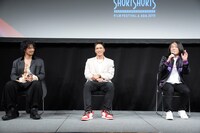 「チーム万力 presents ショートフィルムの未来地図 vol. 2」トークの様子。