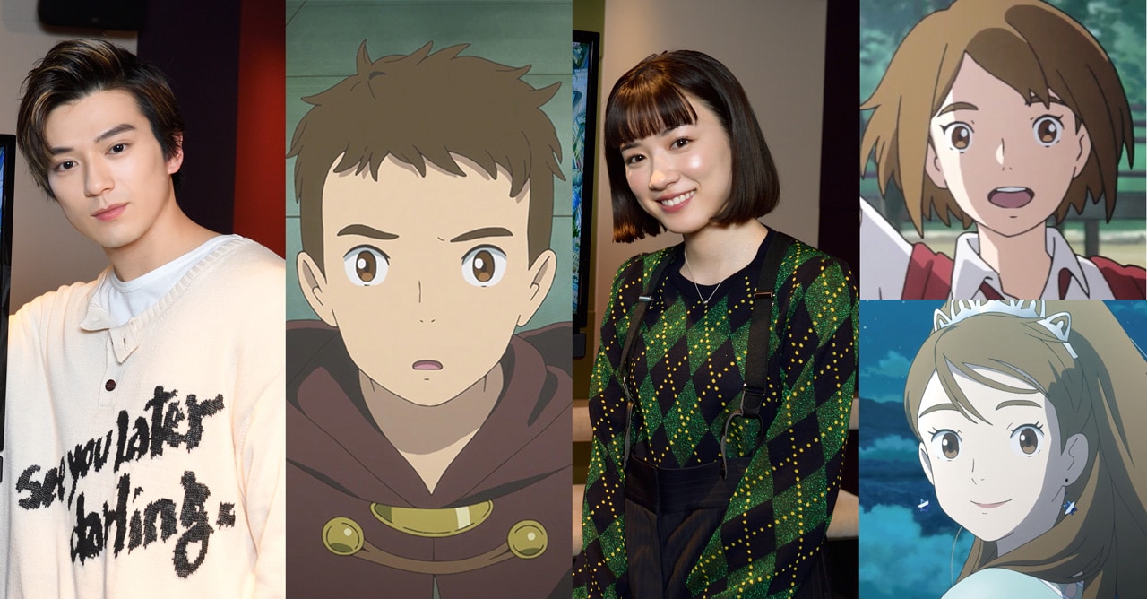 左から新田真剣佑、ハル、永野芽郁。永野芽郁演じるコトナ（右端上段）、アーシャ姫（右端下段）。