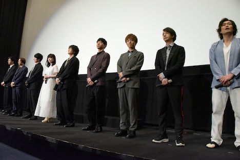 「GOZEN-純恋の剣-」完成披露舞台挨拶の様子。