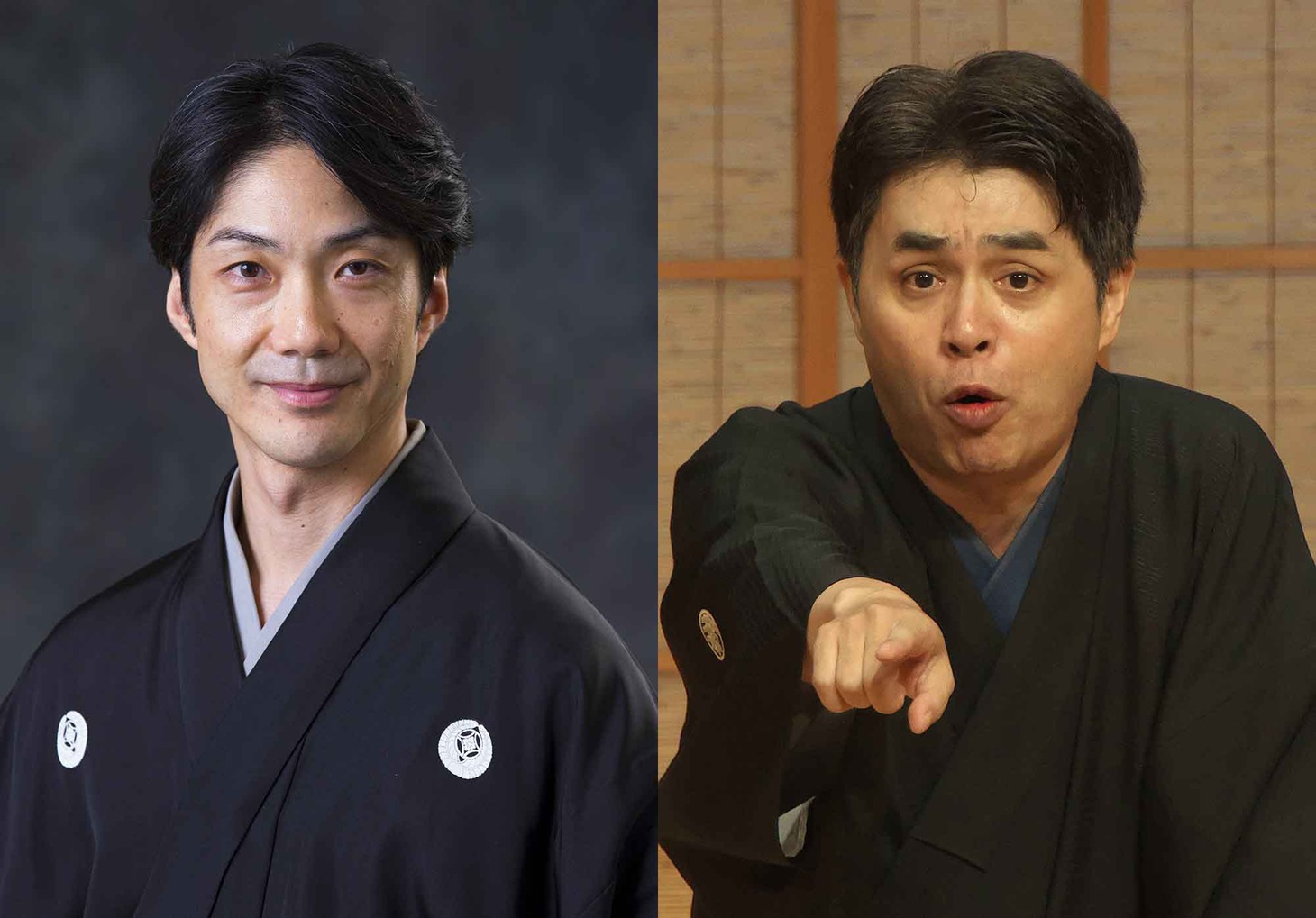 左から野村萬斎、立川志らく。
