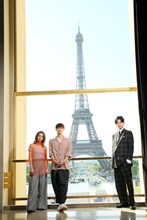 第20回Japan Expoに参加した山本舞香（左）、窪田正孝（中央）、松田翔太（右）。