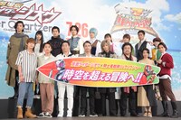 「劇場版 仮面ライダージオウ Over Quartzer」「騎士竜戦隊リュウソウジャー THE MOVIE タイムスリップ！恐竜パニック!!」完成報告イベントの様子。