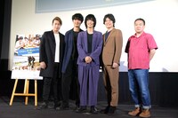 映画「広告会社、男子寮のおかずくん」公開記念舞台挨拶の様子。