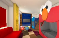 2人から4人まで利用可能な「￼セサミストリート TM・ビッグフェイス・ルーム」。