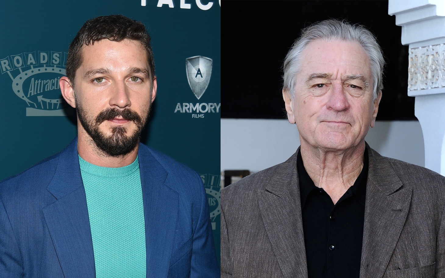 左からシャイア・ラブーフ、ロバート・デ・ニーロ。（写真提供：Admedia, Inc / Billy Bennight / AdMedia / Sipa USA / Newscom / ゼータ イメージ、Abaca Press / Marechal Aurore / Abaca / Sipa USA / Newscom / ゼータ イメージ）