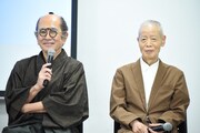左から石坂浩二、角川春樹。