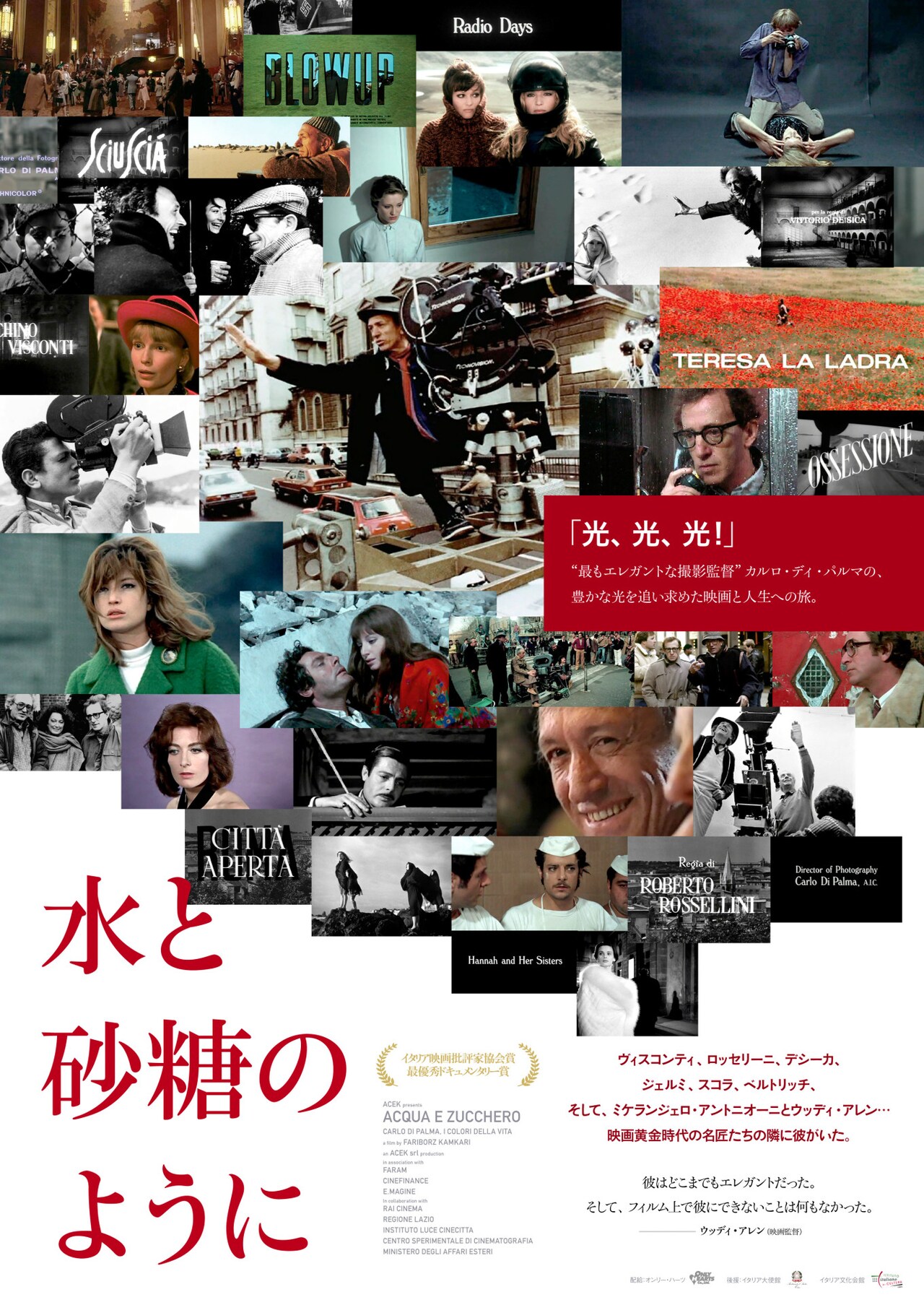 ウディ・アレン作品の撮影監督カルロ・ディ・パルマを追ったドキュメンタリー公開