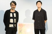 山形国際ドキュメンタリー映画祭2019記者会見の様子。左から諏訪敦彦、小田香。