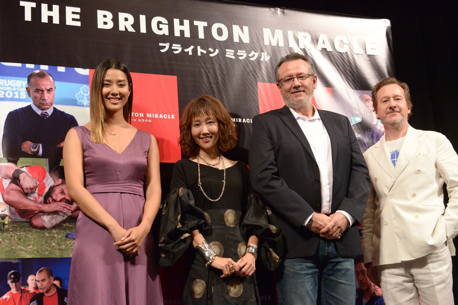 「ブライトン ミラクル」試写会にて、左からすみれ、工藤夕貴、マックス・マニックス、プロデューサーのニック・ウッド。