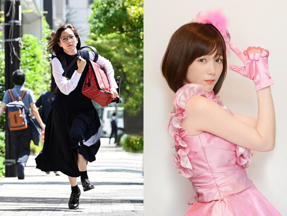 左から本田翼演じる星野沙希と「如月モモ」名義で活動する沙希。
