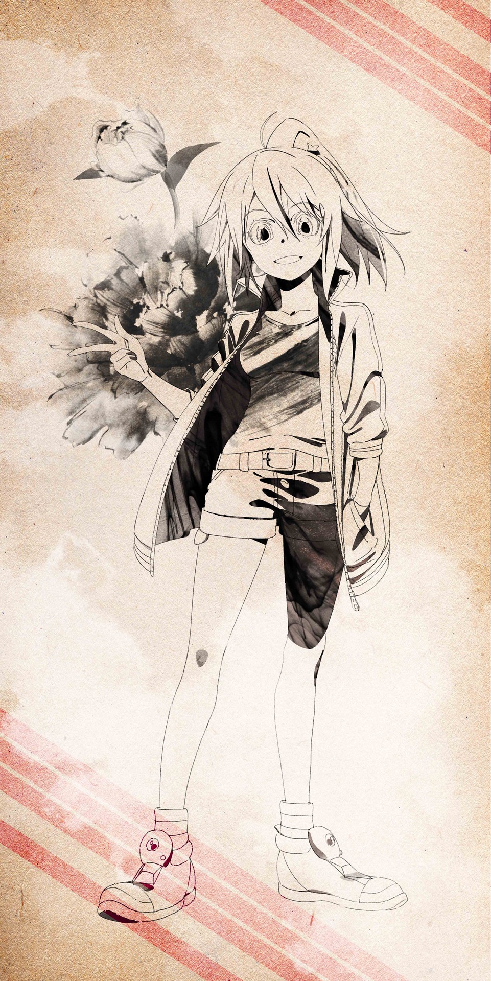 與座巧による墨絵アート（律花 / リリィ）。