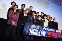 「HiGH&LOW THE WORST」初日舞台挨拶の様子。