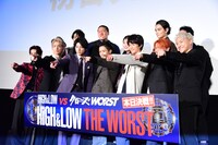 「HiGH&LOW THE WORST」初日舞台挨拶の様子。