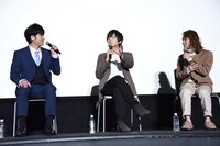 「AI探偵」公開記念舞台挨拶の様子。