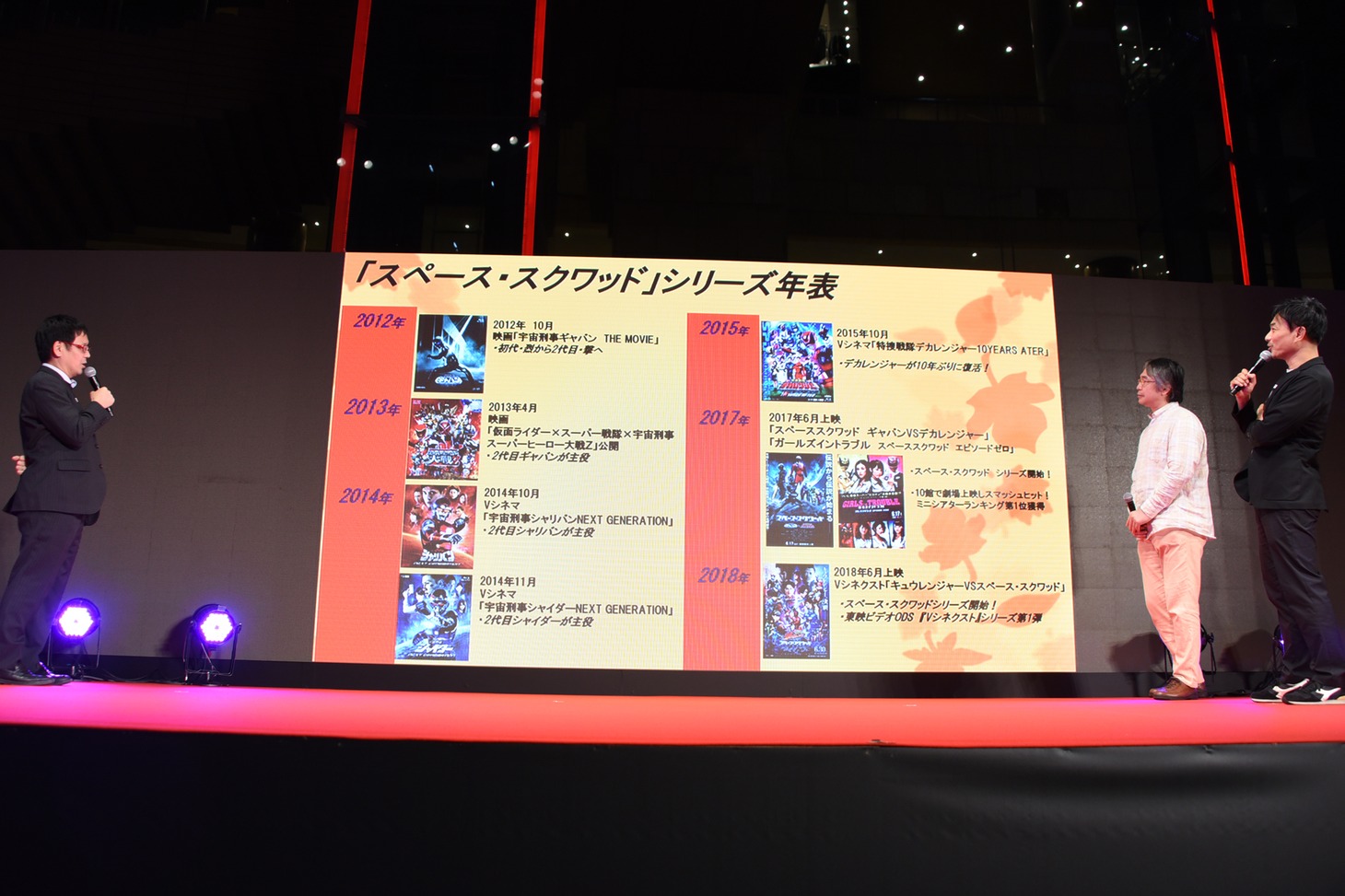 第32回東京国際映画祭「スペース・スクワッド ギャバン VS デカレンジャー」「宇宙戦隊キュウレンジャーVSスペース・スクワッド」特別上映の様子。