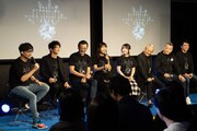 左から小島秀夫、津田健次郎、大塚明夫、井上喜久子、水樹奈々、山路和弘、石住昭彦、三上哲。