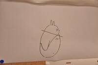 宮崎駿による指示図。（子供と視線が合わないので、首を傾けるようにイラストで指示）