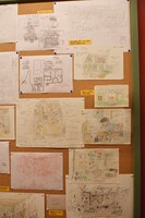 「『手描き、ひらめき、おもいつき』展 ～ジブリの森のスケッチブックから～」の様子。