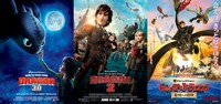 左から「ヒックとドラゴン」ビジュアル、「ヒックとドラゴン2」ビジュアル、「ヒックとドラゴン 聖地への冒険」ビジュアル。
