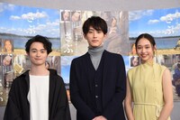 スーパープレミアム「山本周五郎ドラマ さぶ」試写会の様子。左から森永悠希、杉野遥亮、白本彩奈。