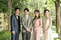 左から富田役の田中圭、加賀谷役の千葉雄大、美乃里役の白石麻衣、麻美役の北川景子。