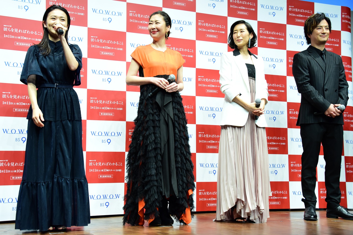 「連続ドラマW 彼らを見ればわかること」完成披露試写会の様子。