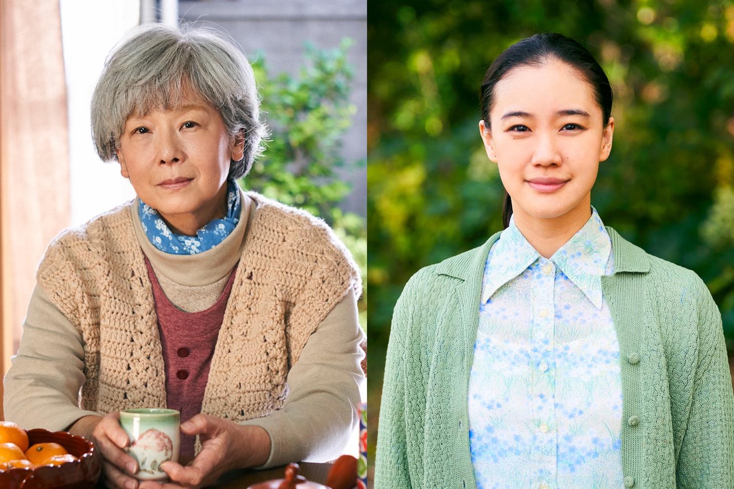 田中裕子（左）と蒼井優（右）演じる桃子さん。