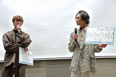 「his」トークセッションの様子。左から宮沢氷魚、藤原季節。